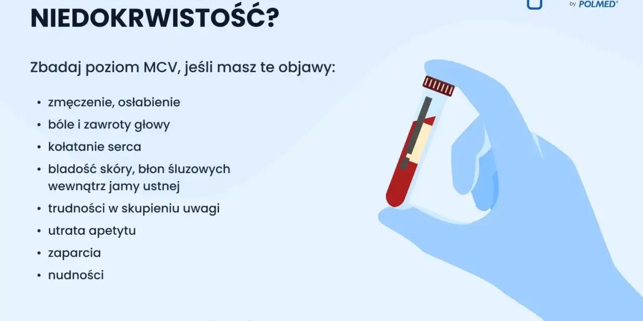 Co to MCV? Zbadaj poziom MCV, jeśli masz objawy niedokrwistości: zmęczenie, bladość, zawroty głowy. Norma MCV to 82-92 fl.
