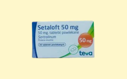 Opakowanie leku Setaloft 50 mg, zawierające 30 tabletek powlekanych z sertraliną.