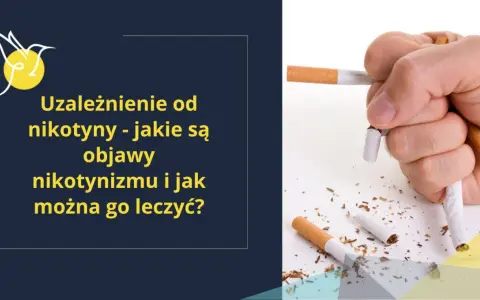Dłoń miażdży papierosy, symbolizując walkę z uzależnieniem od nikotyny i objawami nikotynizmu.