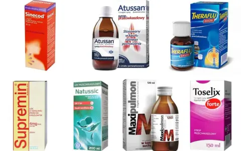 Supremin, lek przeciwkaszlowy w syropie, obok innych leków na kaszel jak Atussan, Therflu, Natussic, Maxipulmon i Toselix.