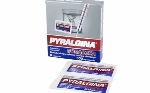 Opakowanie Pyralginy na gorączkę, 6 saszetek po 500 mg. Sprawdź pyralgina dawkowanie.