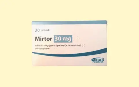 Opakowanie leku Mirto 30 mg, zawierające mirtazapinę w tabletkach ulegających rozpadowi w jamie ustnej.