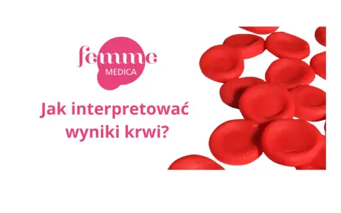 Czerwone krwinki i logo Femme Medica.