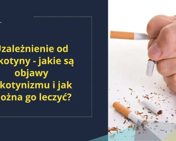 Dłoń miażdży papierosy, symbolizując walkę z uzależnieniem od nikotyny i objawami nikotynizmu.