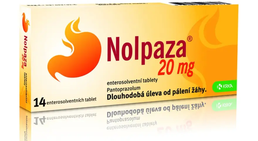 Opakowanie leku Nolpaza 20 mg, zawierające 14 tabletek. Pomaga na zgagę.
