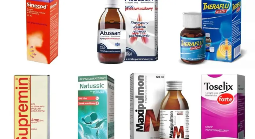 Supremin, lek przeciwkaszlowy w syropie, obok innych leków na kaszel jak Atussan, Therflu, Natussic, Maxipulmon i Toselix.