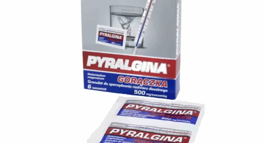 Opakowanie Pyralginy na gorączkę, 6 saszetek po 500 mg. Sprawdź pyralgina dawkowanie.