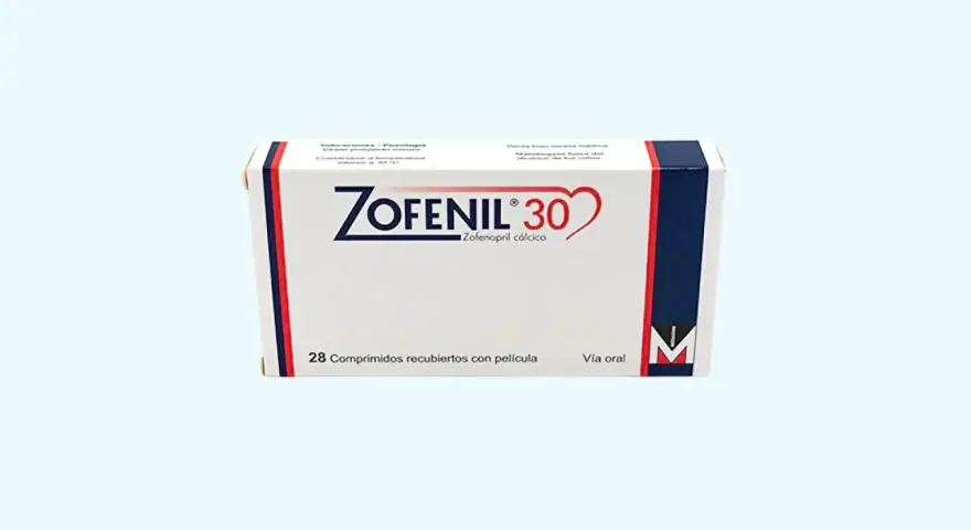 Opakowanie leku Zofenil 30, zawierające 28 tabletek powlekanych, stosowane doustnie.